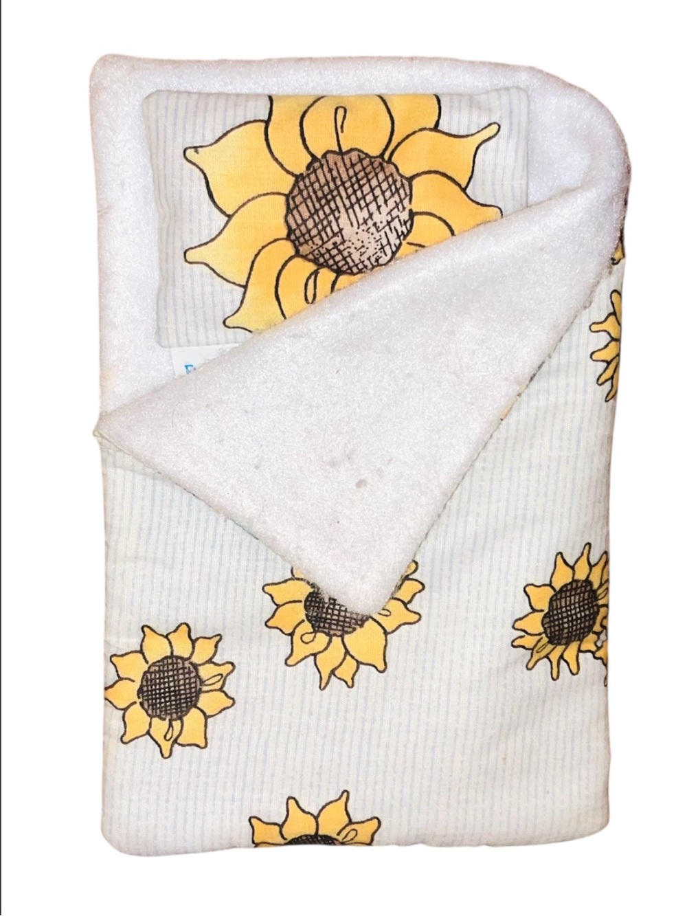 Vintage 1997 Fun Ease Sunflower Plush Sleeping Bag & Matching Pillow for Dolls
